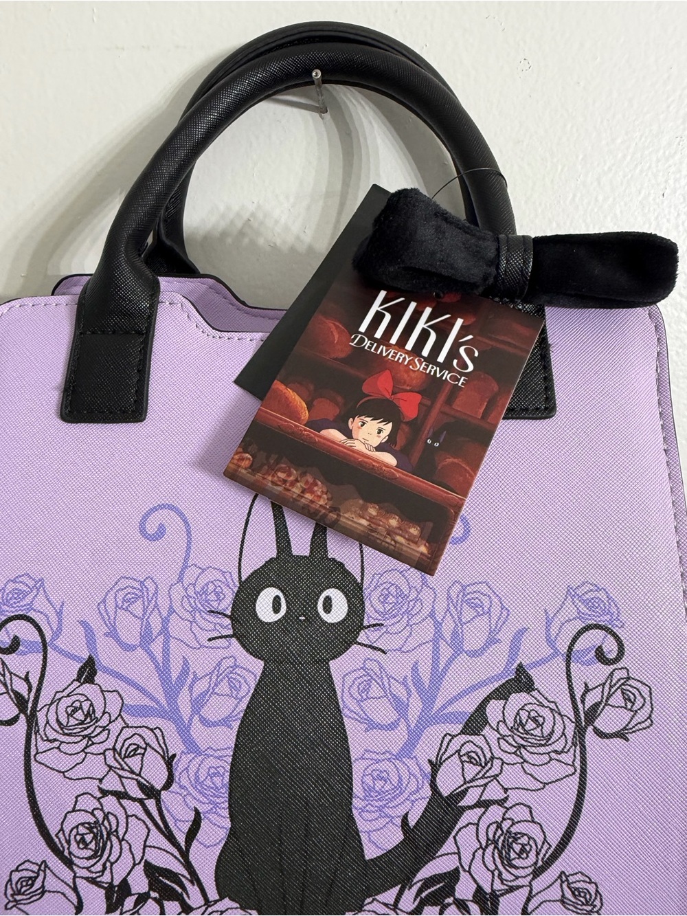 Studio Ghibli Kiki's Delivery Service Jiji Bow Floral Mini Satchel Bag - Picture 5 of 8